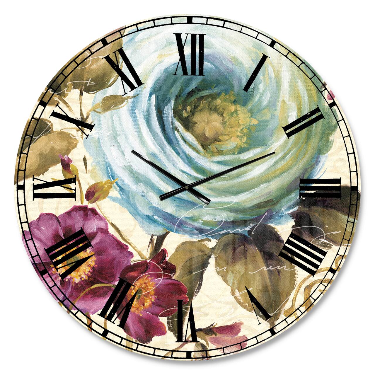 Designart 'Victorias Cream Flower Traditional Wall Clock